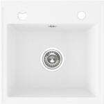 Laveo RINA egymedencés fehér mosogató csaplyukkal, automata dugókiemelős, helytakarékos szifonnal (OPSRP_610T)