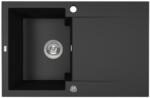 Laveo PICO 45S egymedence csepptálcás szemcsés fekete gránit mosogató helytakarákos szifonnal (OPSRH_711Y)