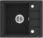 Laveo RINA MINI csepptálcás mosogató, szemcsés fekete, automata dugókiemelős, helytakarékos szifonnal (OPSRP_713T)