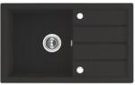 Laveo RINA csepptálcás szemcsés fekete mosogató, automata dugókiemelős, helytakarékos szifonnal (OPSRP_711T)