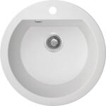 Laveo DAFNE egykör fehér mosogató csaplyukkal, helytakarékos szifonnal (OPSRD_680T)