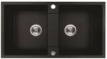 Laveo RIO 2M kétmedencés gránit fekete mosogató szifonnal, 80x44x18, 6 cm (OPSRF_720R)