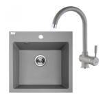 Laveo ALENA szürke szett álló csappal, helytakarékos szifonnal (OPSRAA_510T)