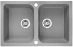 Laveo CELIA szürke kétmedencés mosogató dugókiemelős helytakarékos szifonnal (OPSRC_520T)