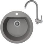 Laveo Dafne szürke szett álló csappal, helytakarékos szifonnal (OPSRDA_580T)