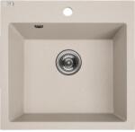 Laveo PAULO gránit egymedencés bézs mosogató szifonnal, 49x49x21, 4 cm (OPSRN_410P)