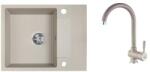 Laveo RIO MINI SZETT minicsepptálcás gránit bézs mosogató szifonnal, csappal 56x44x17, 5 cm (OPSBF_413RL)