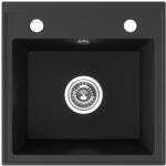 Laveo RINA egymedencés matt fekete mosogató csaplyukkal, automata dugókiemelős, helytakarékos szifonnal (OPSRP_710B)