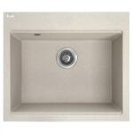 Laveo TAU 6 bézs egymedencés mosogató helytakarékos szifonnal (OPSRT_410Y)