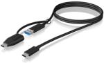 RaidSonic Icy Box IB-CB034 USB Type-C Apa - USB-A / USB Type-C 3.2 Adat és Töltő Kábel - 1 m, Fekete (IB-CB034)