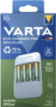 VARTA 57683 Eco Charger Pro Recycled elemtöltő+4db 800mAh mikro akkumulátor AAA tölthető elem (VARTA-57683-800)