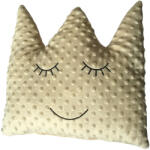  Hímzett minky díszpárna - Bézs korona