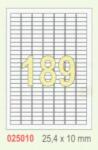 MOS Öntapadós etikett címke 25, 4x10 mm A4 íven univerzális 189 db/ív, 100 ív/csomag