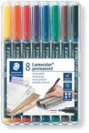 STAEDTLER Alkoholos marker készlet, OHP, 0, 6 mm, STAEDTLER "Lumocolor® 318 F", 8 különbözõ szín (8 db) (TS318WP8)
