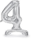 Partydeco Talpas számos lufi 27" (40cm) fólia szám, számjegy, 4 csak levegővel tölthető, Ezüst (LUFI885512)