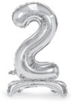 Partydeco Talpas számos lufi 27" (70cm) fólia szám, számjegy, 2 csak levegővel tölthető, Ezüst (LUFI900574)