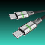 AVAX CB633 STEELY LED 60W USB-C gyorstöltő kábel, fonott, 2m, fekete (CB633)