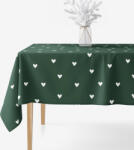 Goldea szögletes terítő 100% pamutvászon - szívecskék, sötétzöld alapon 140 x 220 cm