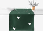 Goldea pamut asztali futó - szívecskék, sötétzöld alapon 35x120 cm