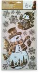  Karácsonyi ablakmatrica hóemberrel és pingvinnel - bézs-pezsgő dekor 24×41 cm (1231592)