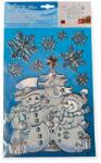  Karácsonyi dekoratív matrica hóember fenyő kék ezüst hópelyhek 21×31 cm (1245092)