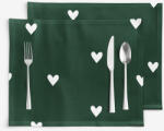 Goldea suporturi farfurii 100% bumbac - inimioare pe verde închis - 2 buc 30 x 40 cm Fata de masa