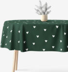 Goldea față de masă 100% bumbac - inimioare pe verde închis - ovală 140 x 180 cm Fata de masa
