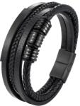 BeSpecial Bratara piele naturala cu elemente si inchizatoare negre din inox (BATI0002_23)