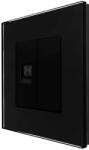 Luxion Priza Telefon + Blank cu Rama din Sticla LUXION, Negru, LX-MP016G-B (LX-MP016G-B)