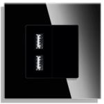 Luxion Priza USB cu Rama din Sticla LUXION, Negru, LX-MP057G-B (LX-MP057G-B)
