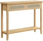 VASAGLE Konzol asztal 2 fiókkal, boho stílusú keskeny asztal, tölgy bézs (LNT016Y57)