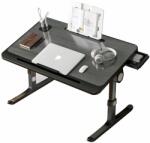 Linomag Laptop asztal, Linomag, Multifunkcionális, Állítható, Összecsukható, Könyvtámogatás, Táblagép Állvány, Tároló fiók, 40cm x 27cm ~ 40cm, Fekete/Szürke (mlgw)