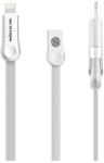 Nillkin plus iii adatkábel, usb - microusb/lightning, 100cm, lapos kábel, fehér (GP-24198)