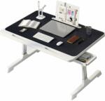 Linomag Laptop asztal, Linomag®, Multifunkcionális, Állítható, Összecsukható, Könyvtámogatás, Táblagép Állvány, Tároló fiók, 40cm x 27cm ~ 40cm, Fekete/Fehér (mlan)