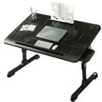 Linomag Laptop asztal, Linomag®, Multifunkcionális, Állítható, Összecsukható, Könyvtámogatás, Táblagép Állvány, Tároló fiók, 40cm x 27cm ~ 40cm, Fekete (mln)