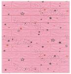 MACVI 10 db-os öntapadó 3D tapéta készlet, kívül puha habszivacs, modern kialakítás, bármilyen térbe alkalmas, vízálló, 70x77 méret, Macvi®, Pink Stars Brick Modell (10xTapet-54)