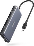 Anker Dokkolóállomás Anker 555 8-in-1, portok: 2 x USB-C, 2 x USB-A, HDMI 4K @60Hz, 1 x RJ-45 10 Gbps, PD 85W, USB-C csatlakozás, szürke