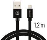 SWISSTEN Lightning (8pin) kábel Swissten opletený, 1.2M - čierny