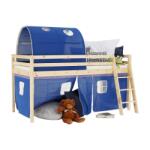 TEMPO KONDELA Magasított ágy, természetes/kék, 90x200, INDIGO