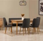 ASIR GROUP Étkezőgarnitúra Kihúzható Asztal, Szék 6 db Vina - Atlanti Fenyő, Antracit