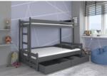 ADRK Háromszemélyes emeletes ágy matraccal BENITO 200x80, Grafitszürke - sprintbutor
