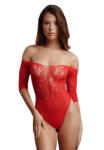 Le Desir Crotchless Rhinestone Teddy - Red