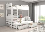 ADRK Háromszemélyes emeletes ágy Queen méretben 200x90, Fehér, Fehér - sprintbutor