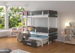 ADRK Háromágyas emeletes ágy ETAPO 200x90, Fehér, Antracit - sprintbutor