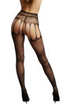 Le Desir Crotchless Net Pantyhose with Design black