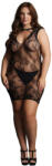 Le Desir - High Neck Lace Mini Dress Queen Size - Black