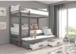 ADRK Háromszemélyes emeletes ágy Queen méretben 200x90, Grafitszürke, Fehér - sprintbutor