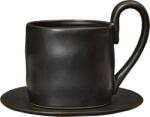 ferm LIVING Cană cu farfurioară Flow, negru, 2 piese (1104271928)