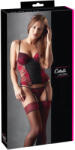 Cottelli Collection - Rózsás fűző és tanga (piros) (26105661331) - bujaalmok