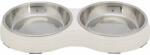 TRIXIE Bowl Set Stainless Steel - Melamin/rozsdamentes Tál (fehér) (2x0, 2l /Ø13cm) (028-25187)